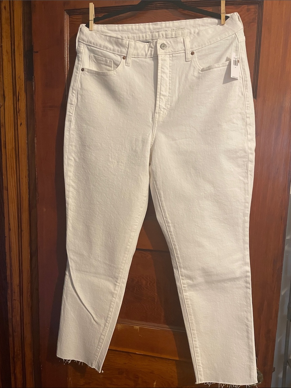 Old Navy White Straight-Leg High-Rise Jeans